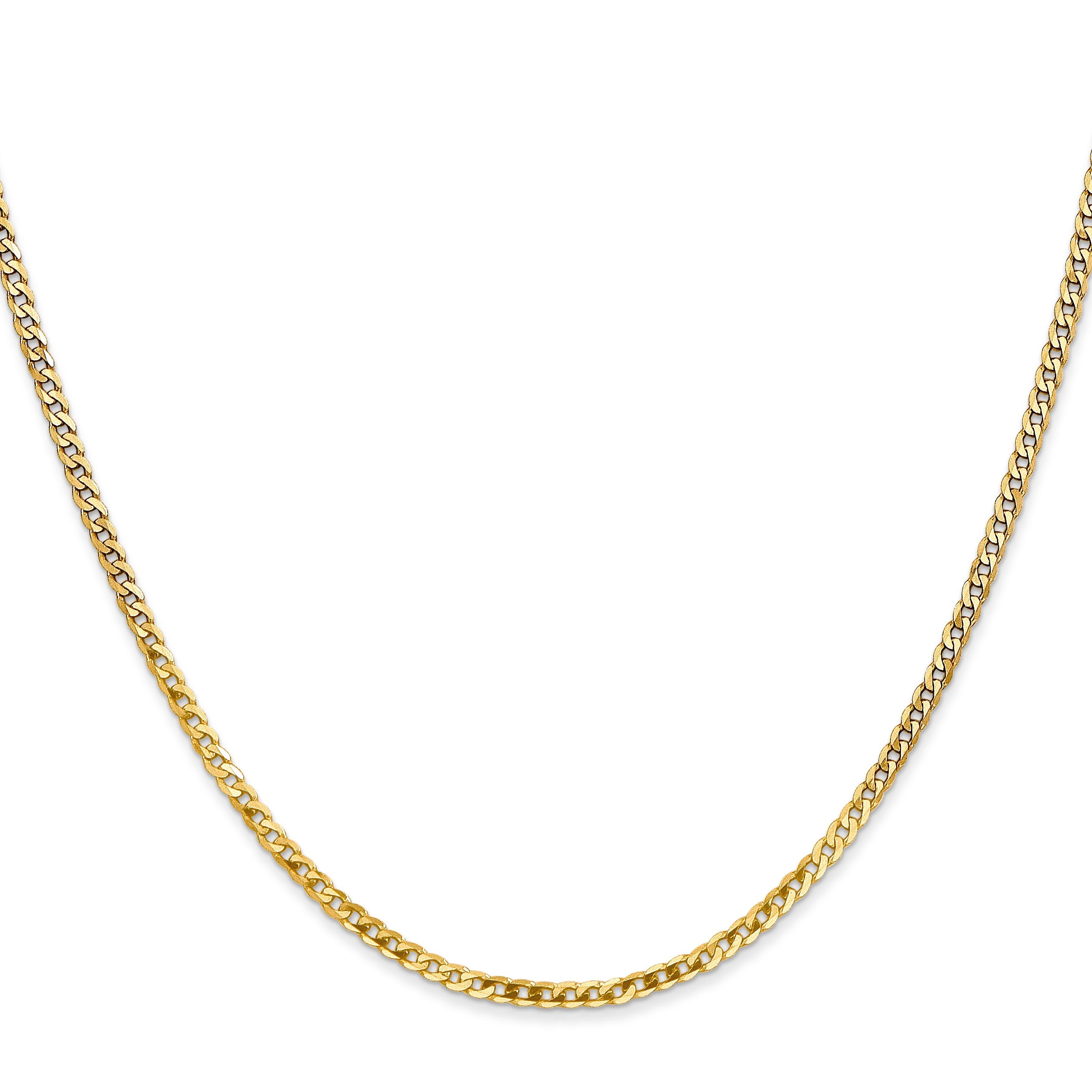16 Inch 14K 2.2mm Flat Beveled Curb Chain Necklace