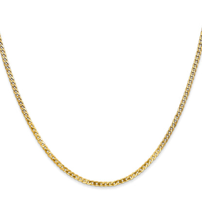 16 Inch 14K 2.2mm Flat Beveled Curb Chain Necklace
