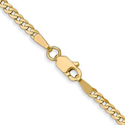 24 Inch 14K 2.2mm Flat Beveled Curb Chain Necklace