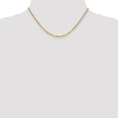 16 Inch 14K 2.2mm Flat Beveled Curb Chain Necklace
