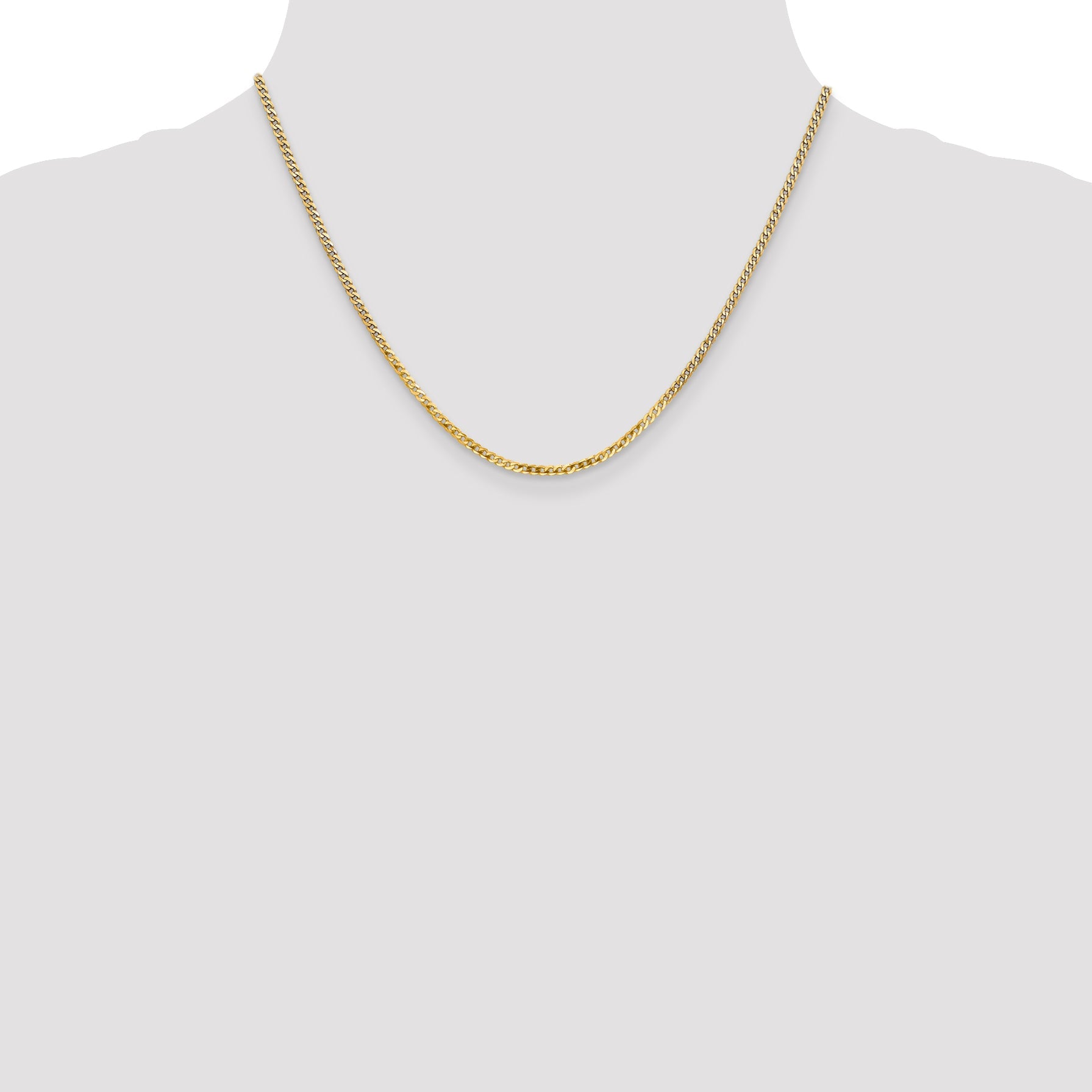 18 Inch 14K 2.2mm Flat Beveled Curb Chain Necklace