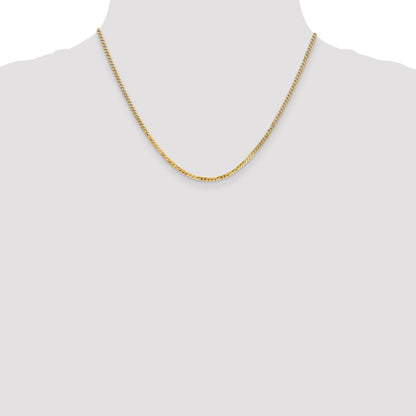18 Inch 14K 2.2mm Flat Beveled Curb Chain Necklace