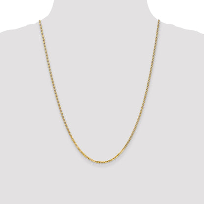 24 Inch 14K 2.2mm Flat Beveled Curb Chain Necklace
