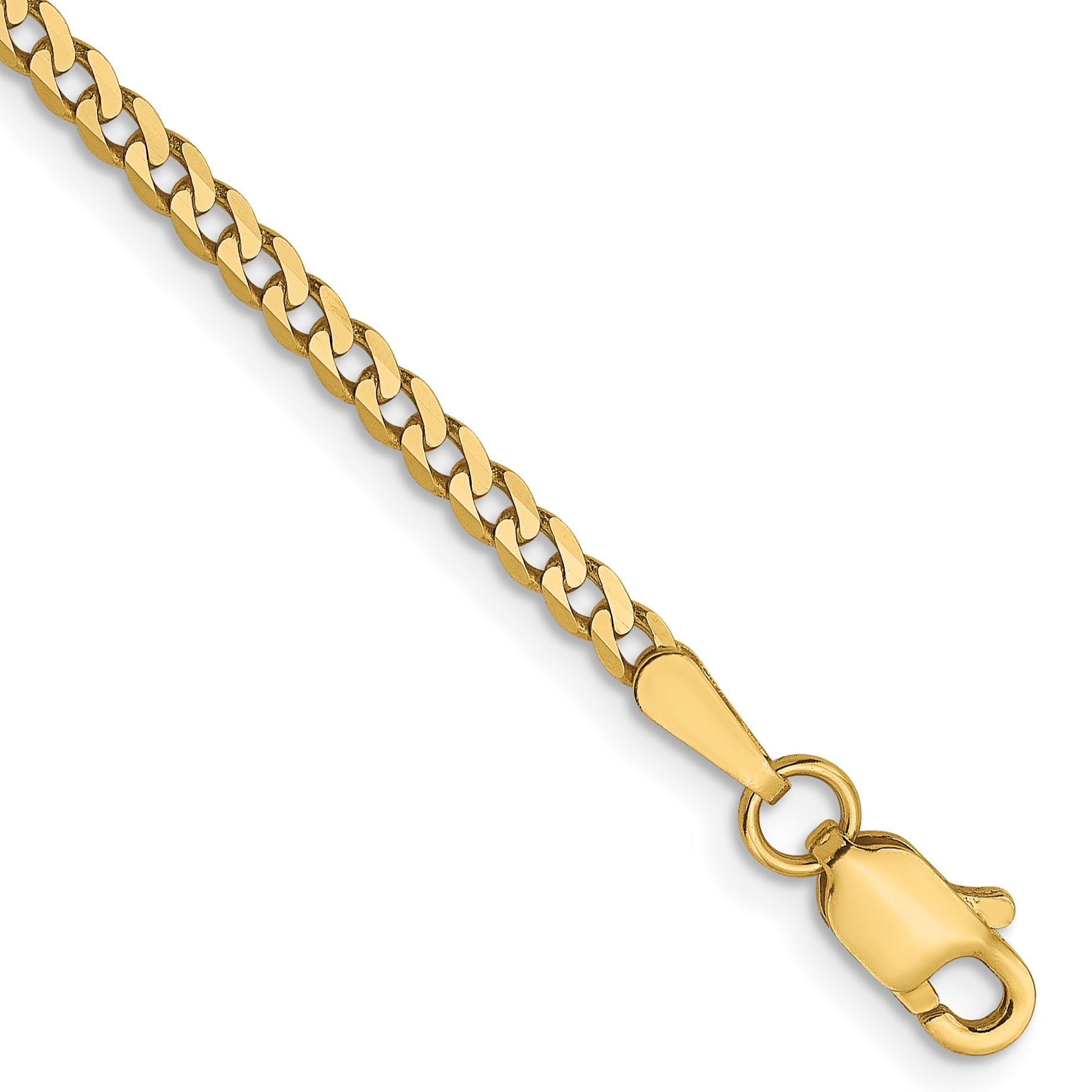 8 Inch 14K 2.2mm Flat Beveled Curb Chain Bracelet