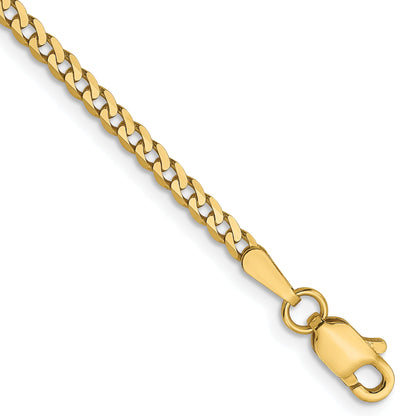 8 Inch 14K 2.2mm Flat Beveled Curb Chain Bracelet