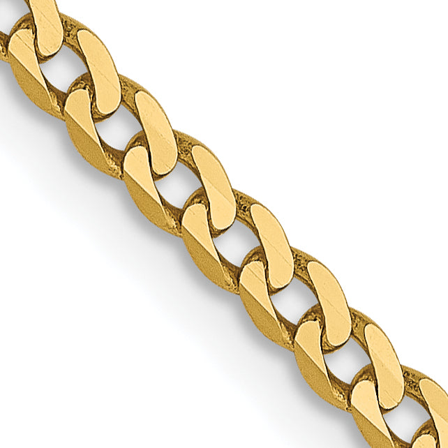24 Inch 14K 2.2mm Flat Beveled Curb Chain Necklace