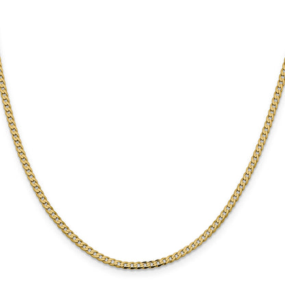 18 Inch 14K 2.3mm Flat Beveled Curb Chain Necklace
