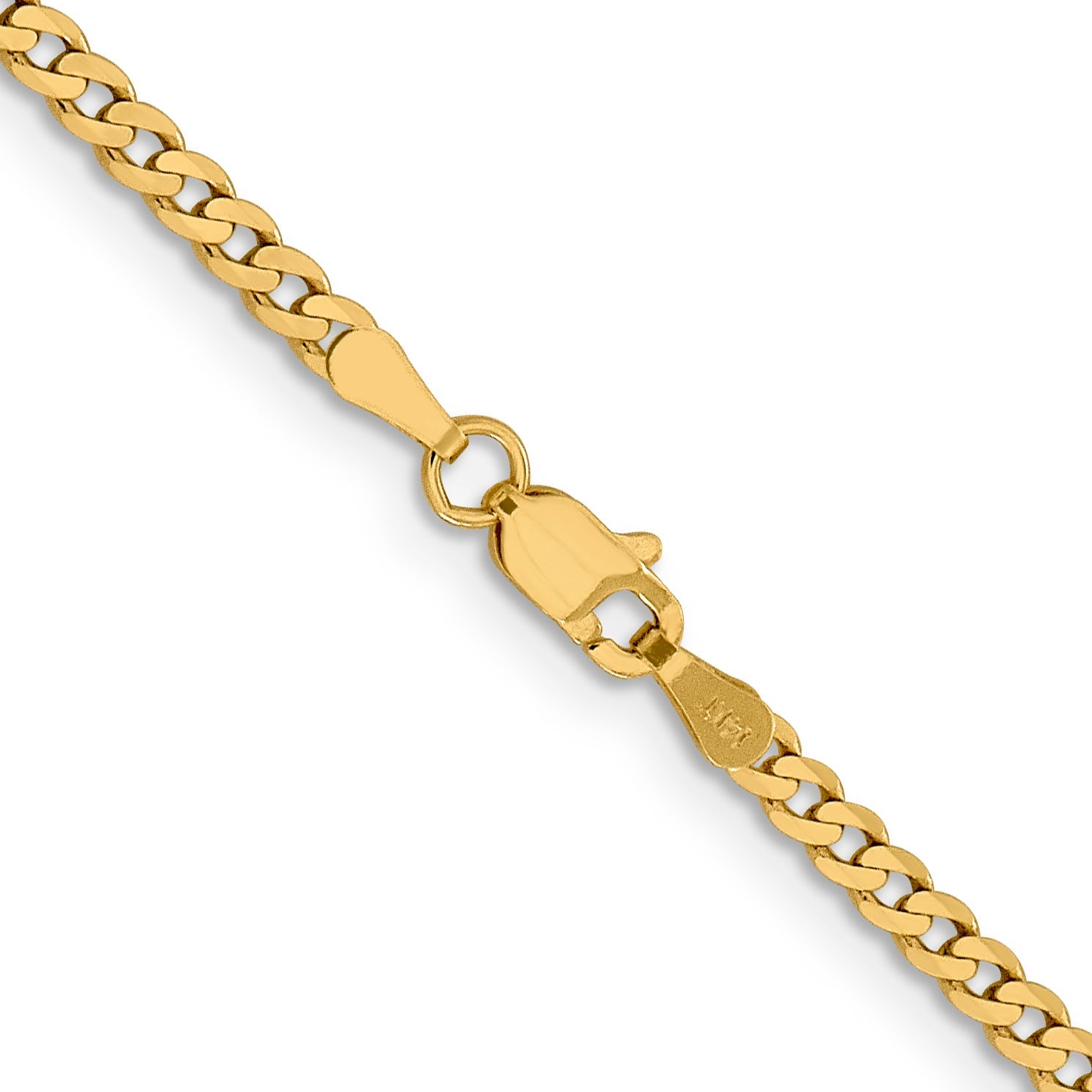24 Inch 14K 2.3mm Flat Beveled Curb Chain Necklace