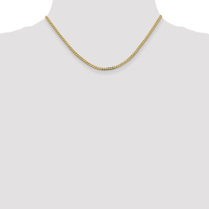 16 Inch 14K 2.3mm Flat Beveled Curb Chain Necklace