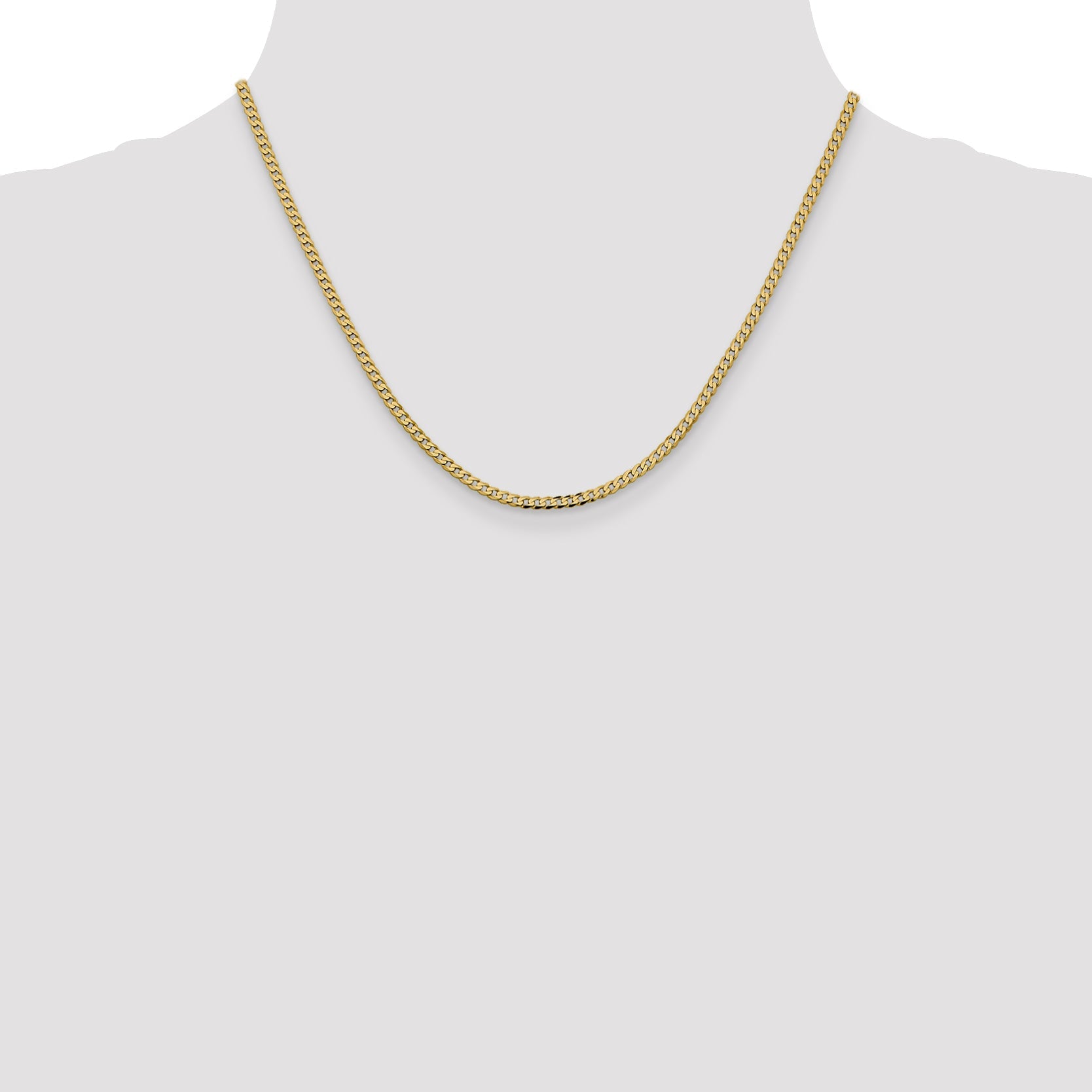 18 Inch 14K 2.3mm Flat Beveled Curb Chain Necklace