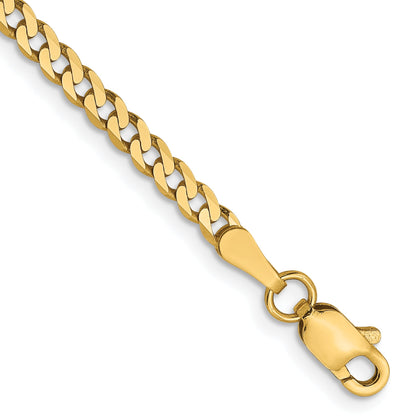 8 Inch 14K 2.3mm Flat Beveled Curb Chain Bracelet