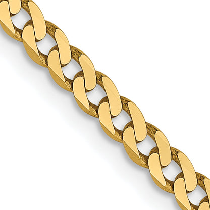 18 Inch 14K 2.3mm Flat Beveled Curb Chain Necklace