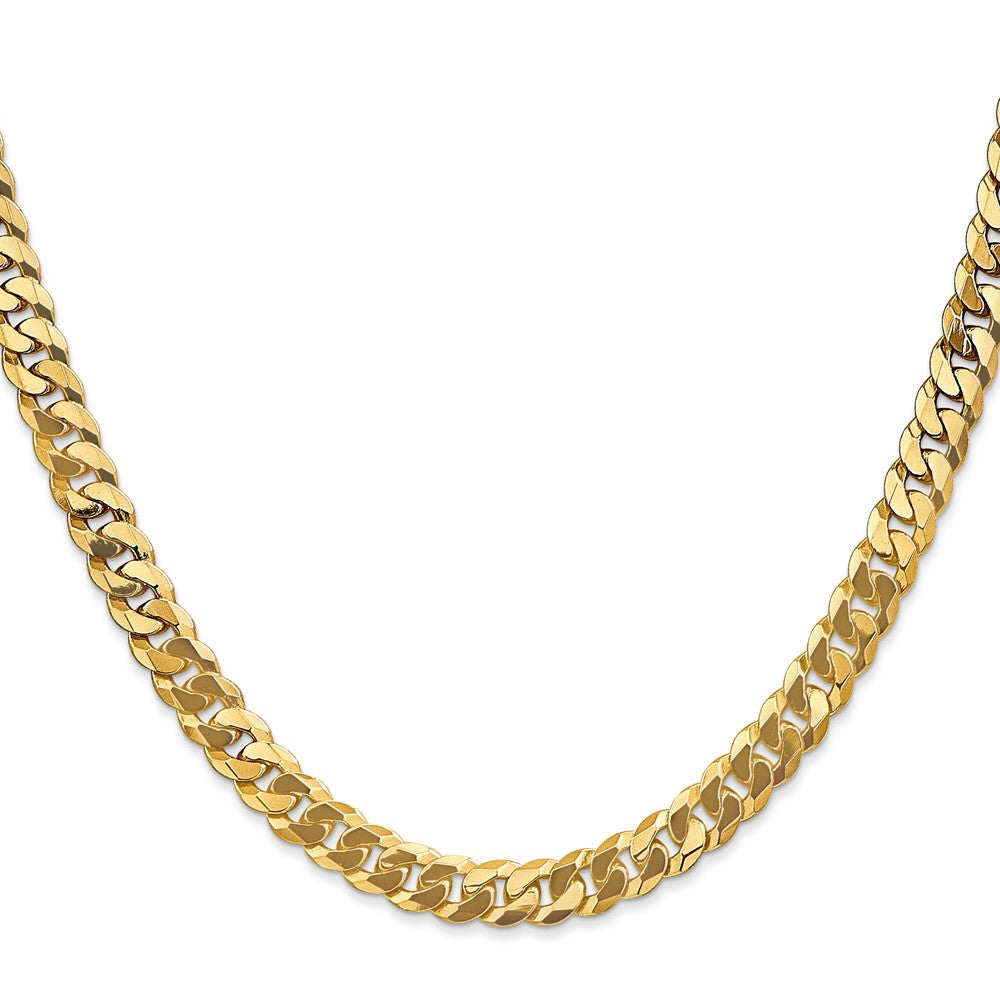 24 Inch 14K 6.1mm Flat Beveled Curb Chain Necklace