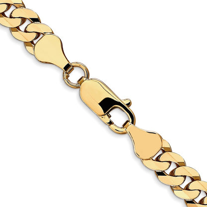 20 Inch 14K 6.1mm Flat Beveled Curb Chain Necklace