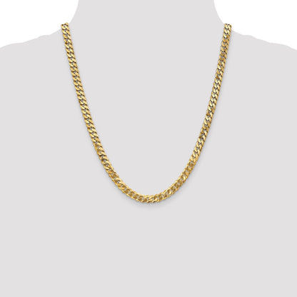 22 Inch 14K 6.1mm Flat Beveled Curb Chain Necklace