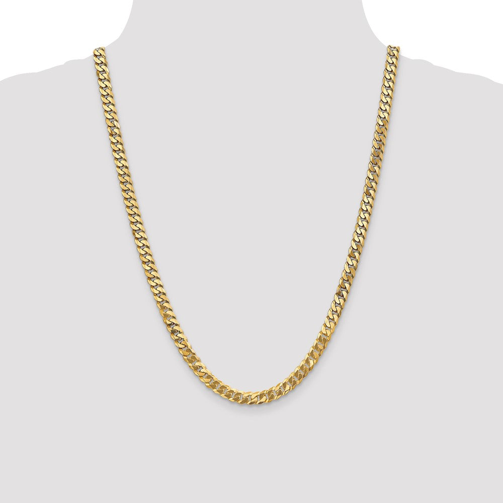 24 Inch 14K 6.1mm Flat Beveled Curb Chain Necklace