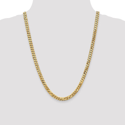 24 Inch 14K 6.1mm Flat Beveled Curb Chain Necklace