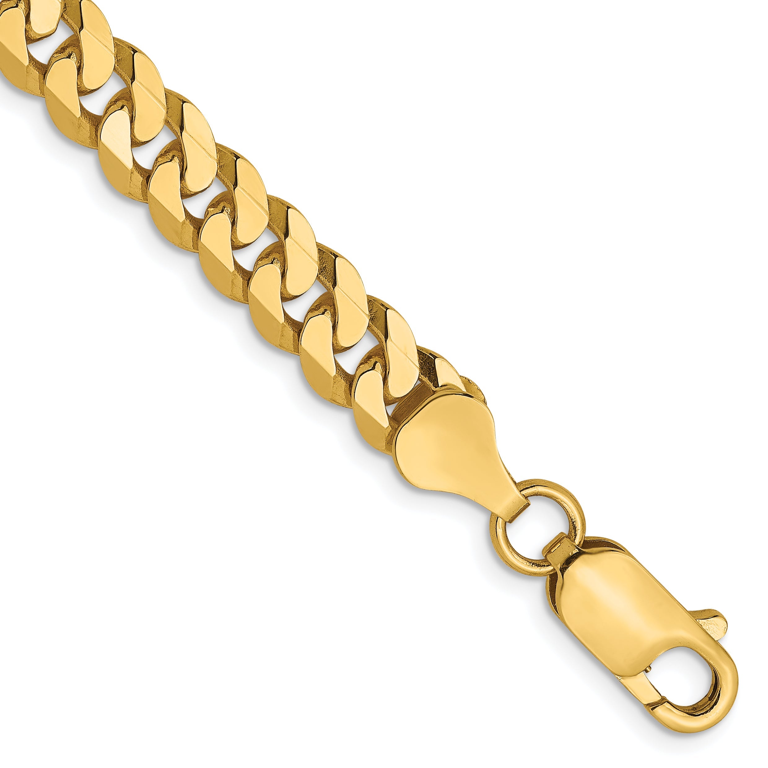 7 Inch 14K 6.1mm Flat Beveled Curb Chain Bracelet