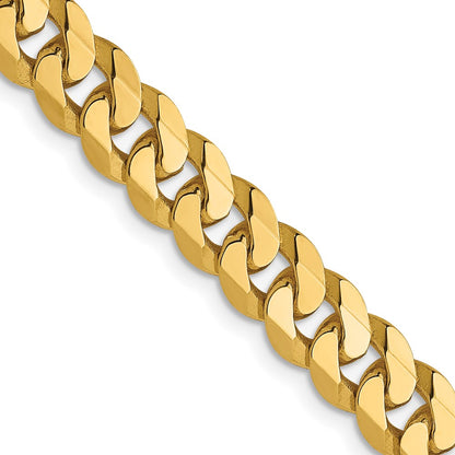 22 Inch 14K 6.1mm Flat Beveled Curb Chain Necklace