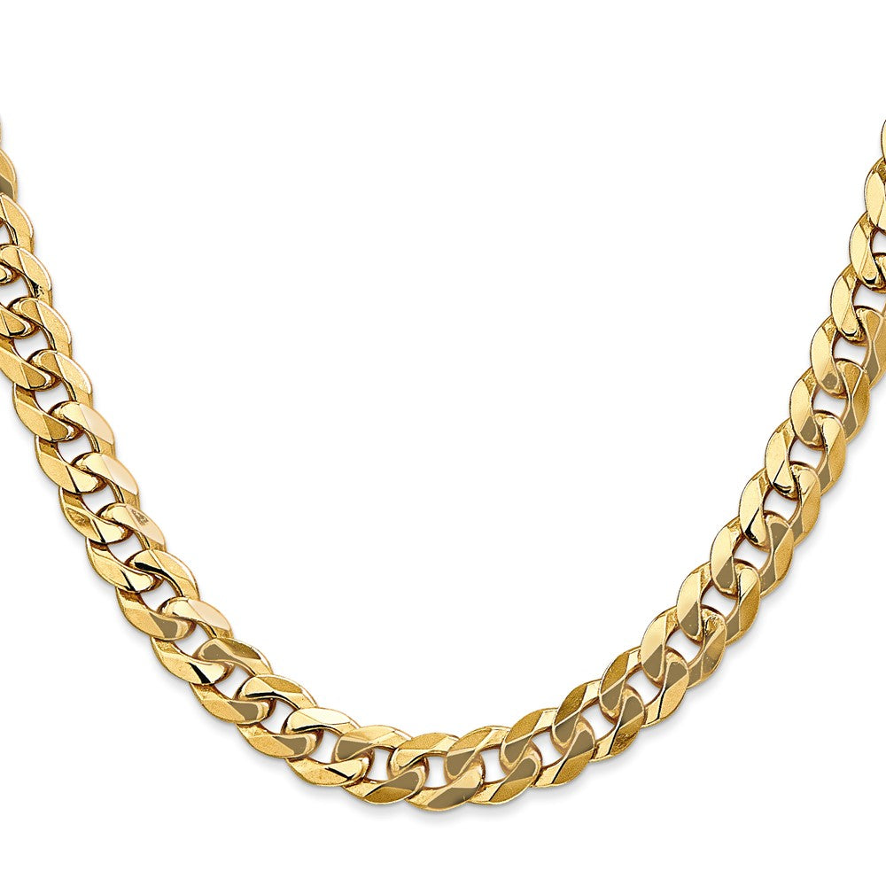 22 Inch 14K 8mm Flat Beveled Curb Chain Necklace