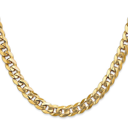 22 Inch 14K 8mm Flat Beveled Curb Chain Necklace
