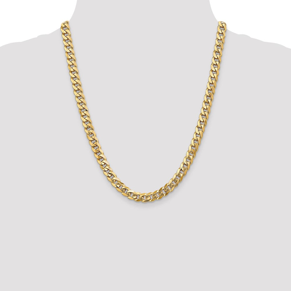 22 Inch 14K 8mm Flat Beveled Curb Chain Necklace
