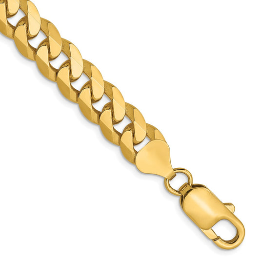8 Inch 14K 8mm Flat Beveled Curb Chain Bracelet