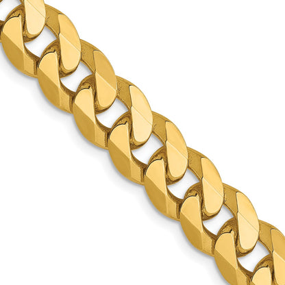 22 Inch 14K 8mm Flat Beveled Curb Chain Necklace