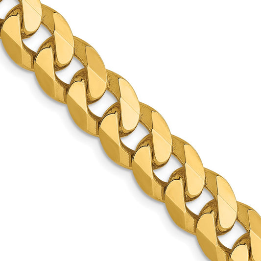 20 Inch 14K 8mm Flat Beveled Curb Chain Necklace