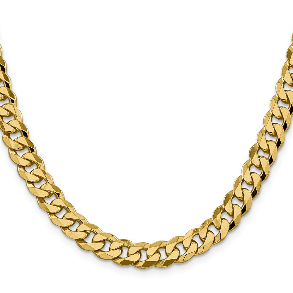 20 Inch 14K 8.75mm Flat Beveled Curb Chain Necklace