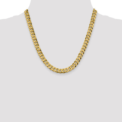 20 Inch 14K 8.75mm Flat Beveled Curb Chain Necklace
