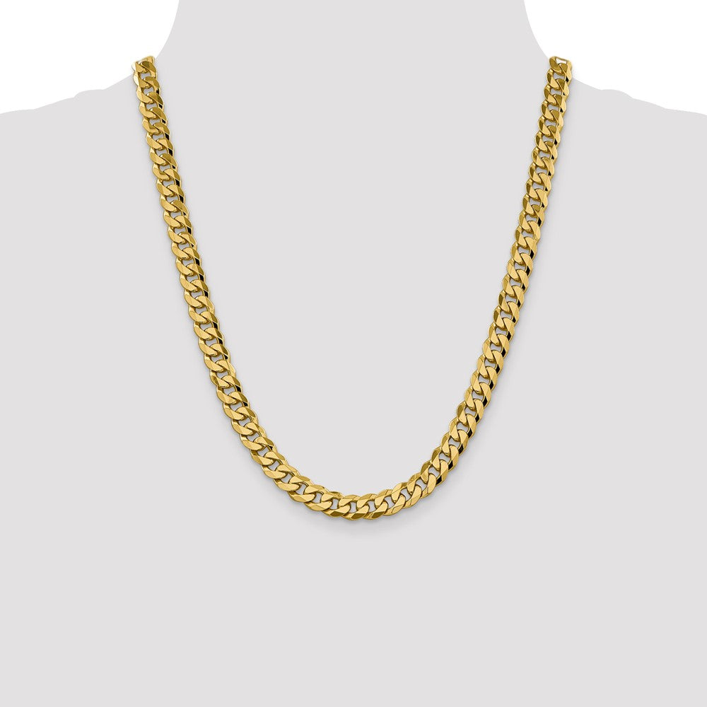 22 Inch 14K 8.75mm Flat Beveled Curb Chain Necklace