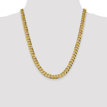 22 Inch 14K 8.75mm Flat Beveled Curb Chain Necklace