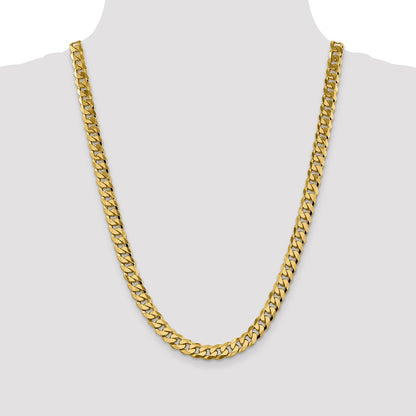 24 Inch 14K 8.75mm Flat Beveled Curb Chain Necklace