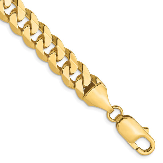 8 Inch 14K 8.75mm Flat Beveled Curb Chain Bracelet