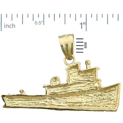 14K Gold Tugboat Pendant