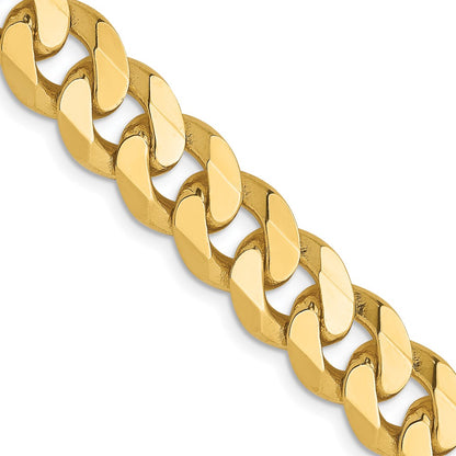 22 Inch 14K 8.75mm Flat Beveled Curb Chain Necklace