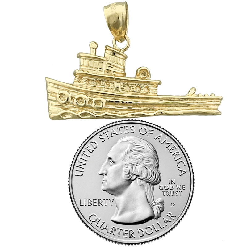 14K Gold Tugboat Pendant