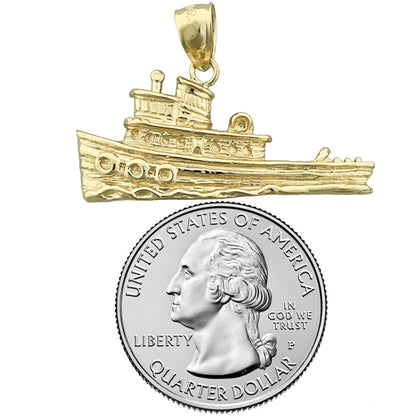 14K Gold Tugboat Pendant