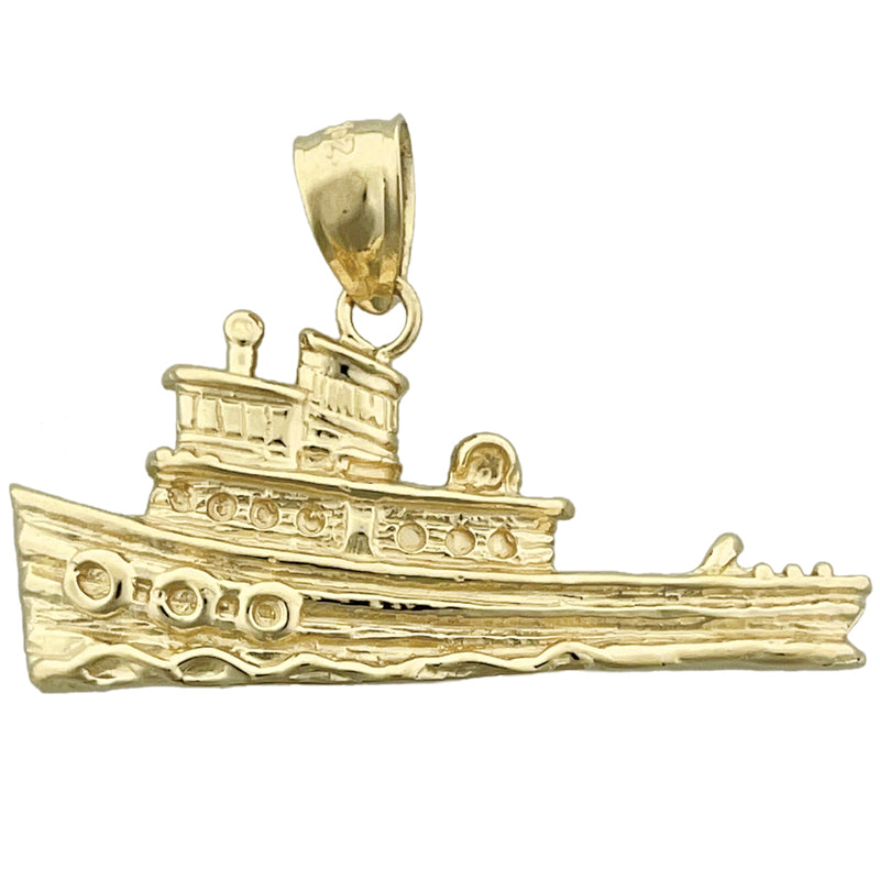 14K Gold Tugboat Pendant