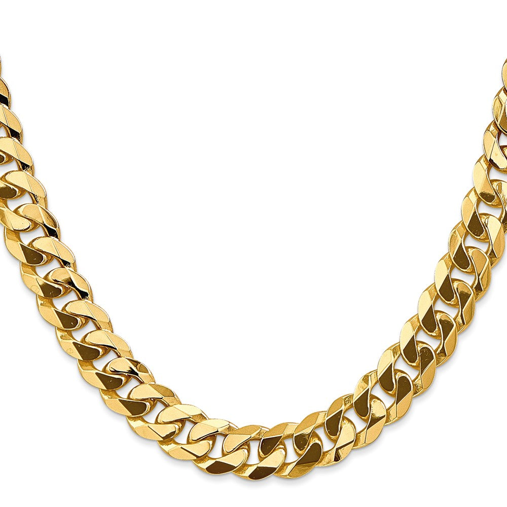 22 Inch 14K 9.5mm Flat Beveled Curb Chain Necklace