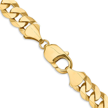24 Inch 14K 9.5mm Flat Beveled Curb Chain Necklace