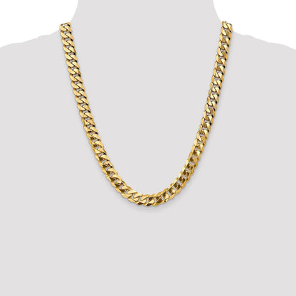 22 Inch 14K 9.5mm Flat Beveled Curb Chain Necklace