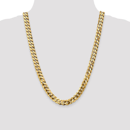 24 Inch 14K 9.5mm Flat Beveled Curb Chain Necklace