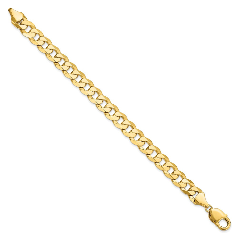 8 Inch 14K 9.5mm Flat Beveled Curb Chain Bracelet