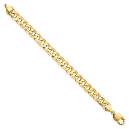 9 Inch 14K 9.5mm Flat Beveled Curb Chain Bracelet