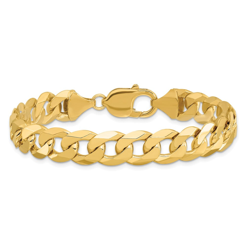 9 Inch 14K 9.5mm Flat Beveled Curb Chain Bracelet