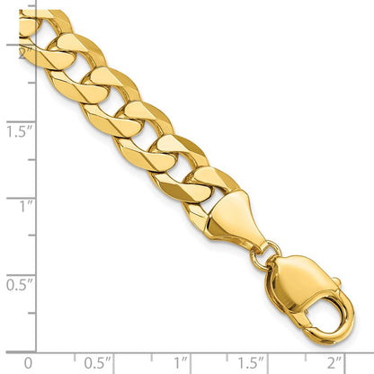 9 Inch 14K 9.5mm Flat Beveled Curb Chain Bracelet