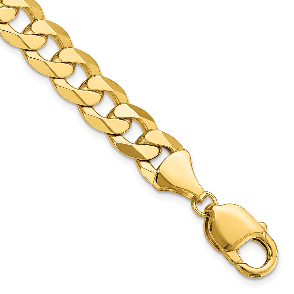 8 Inch 14K 9.5mm Flat Beveled Curb Chain Bracelet