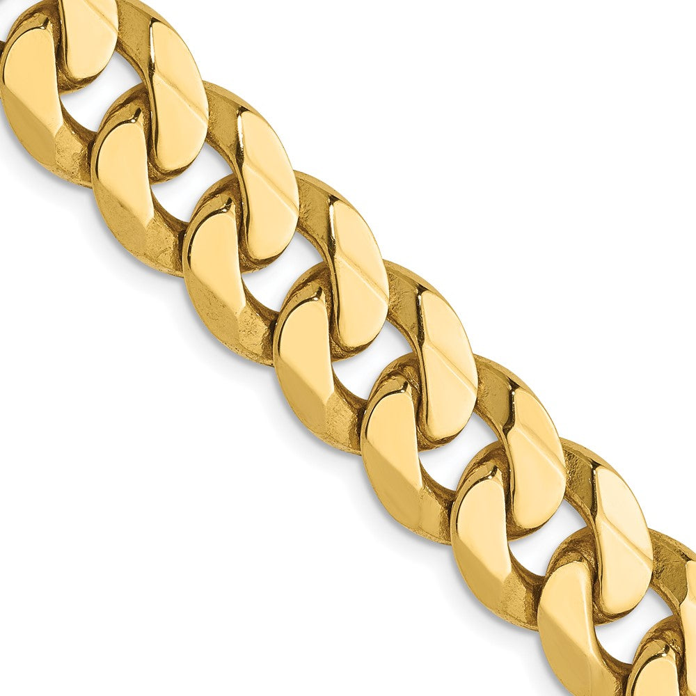 22 Inch 14K 9.5mm Flat Beveled Curb Chain Necklace